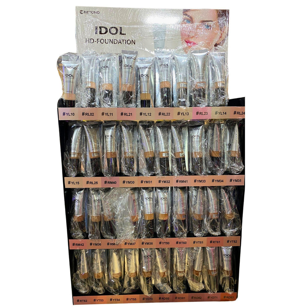 Beyond Display Assorted Shades of Foundation Idol HD Foundation Color Correcting Invisible Coverage 1.0OZ (400 Pcs Lot) - Discount Wholesalers Inc