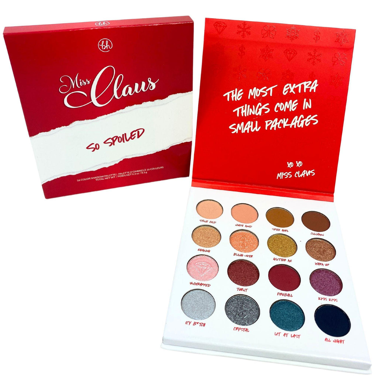 BH Cosmetics Miss Claus SO SPOILED 16 color shadow Palette (48 Pcs Lot) - Discount Wholesalers Inc