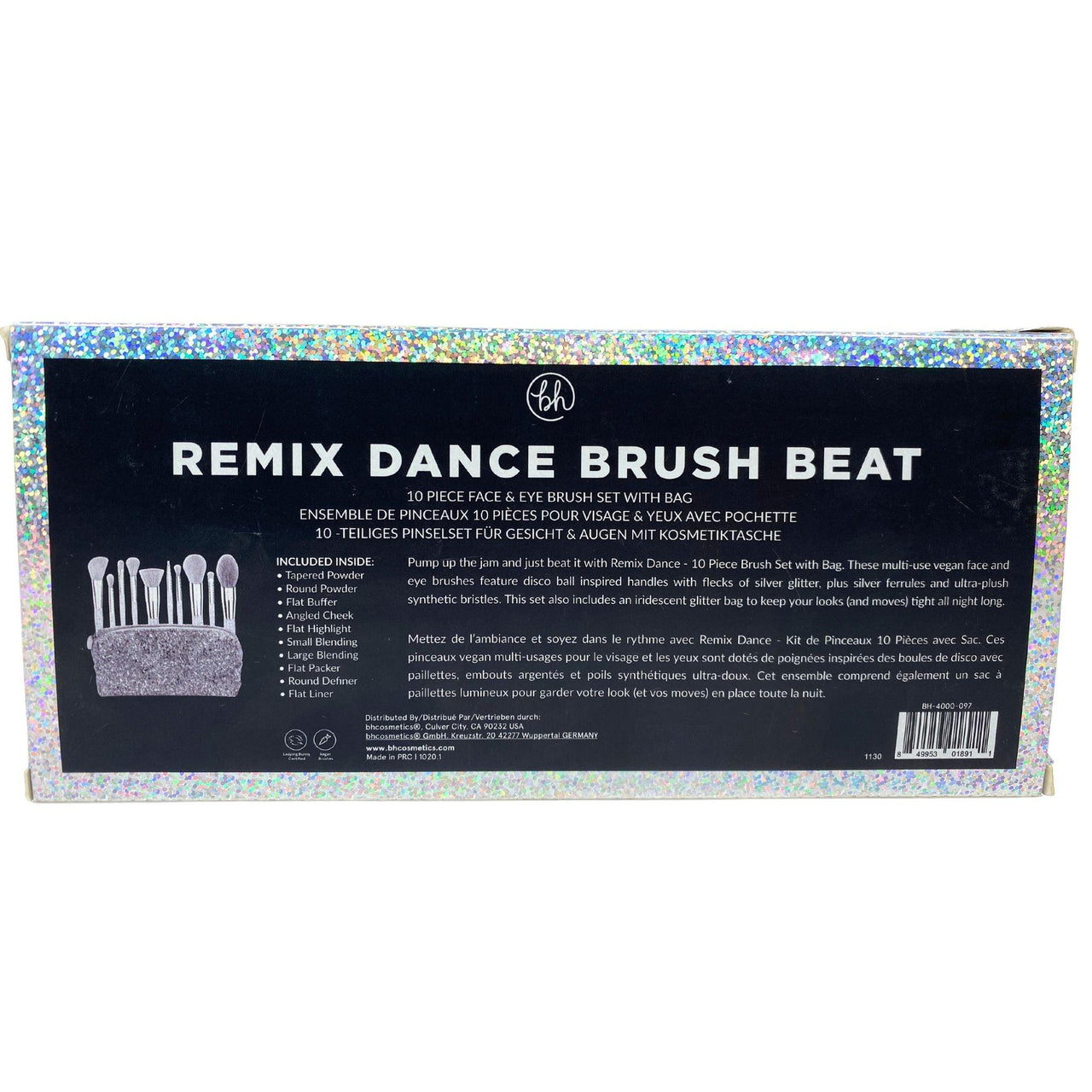 BH Cosmetics Remix Dance Brush Beat 10 piece face & eye brush with bag (24 Pcs Lot) - Discount Wholesalers Inc