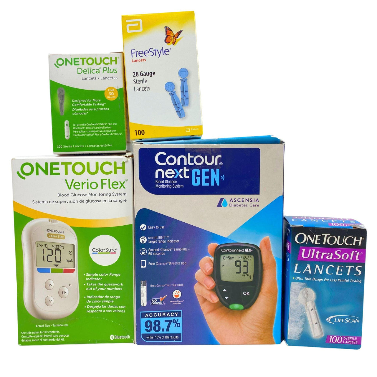Blood Glucose System & Lancets Mix (50 Pcs Lot) - Discount Wholesalers Inc