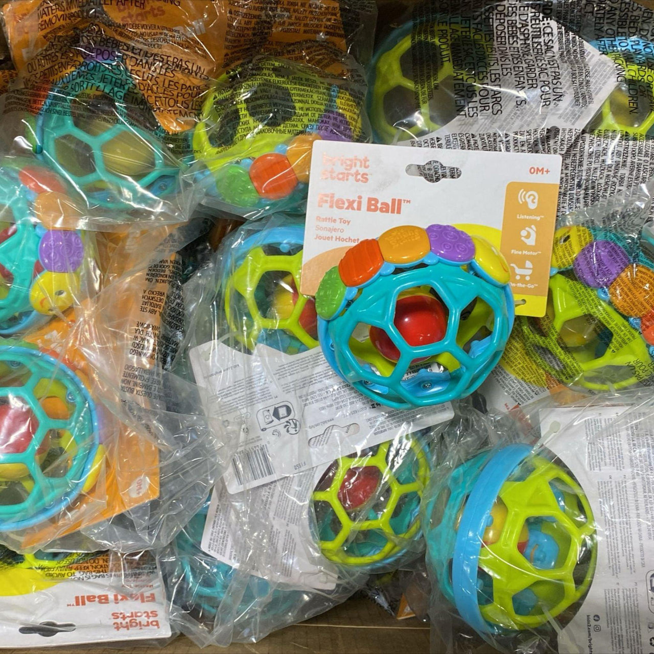 Bright Starts Flexi Ball Rattle Toy 0m+ (70 Pcs Lot) - Discount Wholesalers Inc