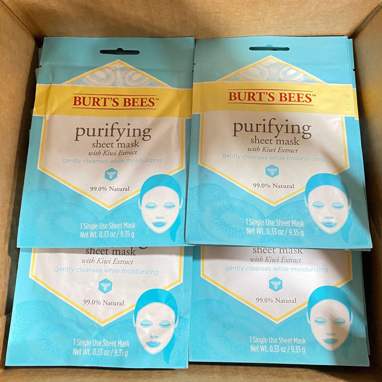 Burt's Bees Purifying Sheet Mask with Kiwi Extract gently cleanses while moisturizing 99.0% ( 96 Pcs Box ) - Discount Wholesalers Inc