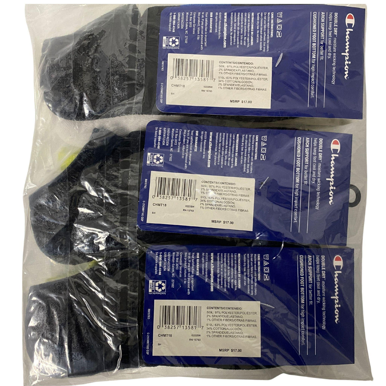 Champion Socks (3 Pair / Pack - 12 Pks/Case) - Discount Wholesalers Inc