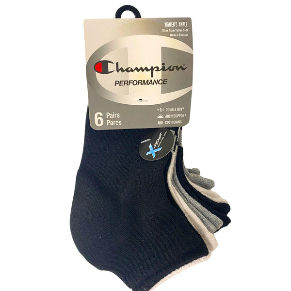 Champion Women's Ankle Socks (6 Pair/Pack - 12 Packs/Case) - Discount Wholesalers Inc