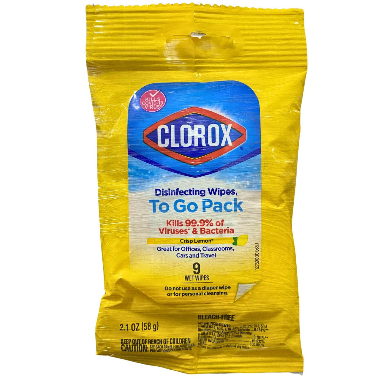 Clorox Disinfecting Wipes To Go Pack Crisp Lemon 24/9CT - 184 CASES (4416 Pcs Pallet) - Discount Wholesalers Inc