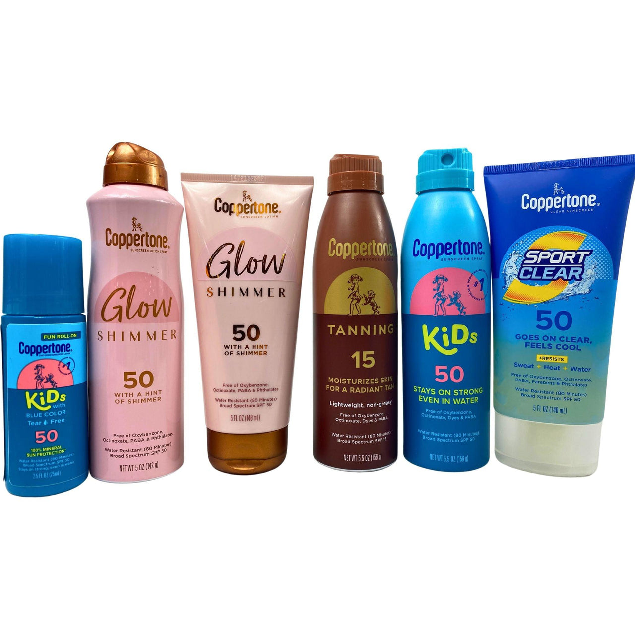 Coppertone Mix Includes Glow Shimmer,Tanning,Kids Assorted SPF's and Sizes (60 pcs lot) - Discount Wholesalers Inc