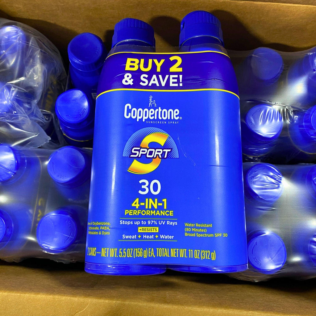 Coppertone Sport Twin Pack 5.5OZ Bottles 4 in 1 Performance (60 Twin Pack Lot) - Discount Wholesalers Inc