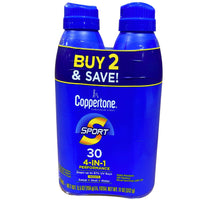 Thumbnail for Coppertone Sport Twin Pack 5.5OZ Bottles 4 in 1 Performance (60 Twin Pack Lot) - Discount Wholesalers Inc