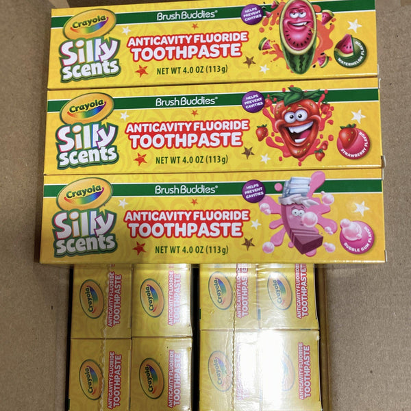 Crayola Silly Scents BrushBuddies Anticavity Fluoride Toothpaste 4.0OZ (48 Pcs Lot) - Discount Wholesalers Inc