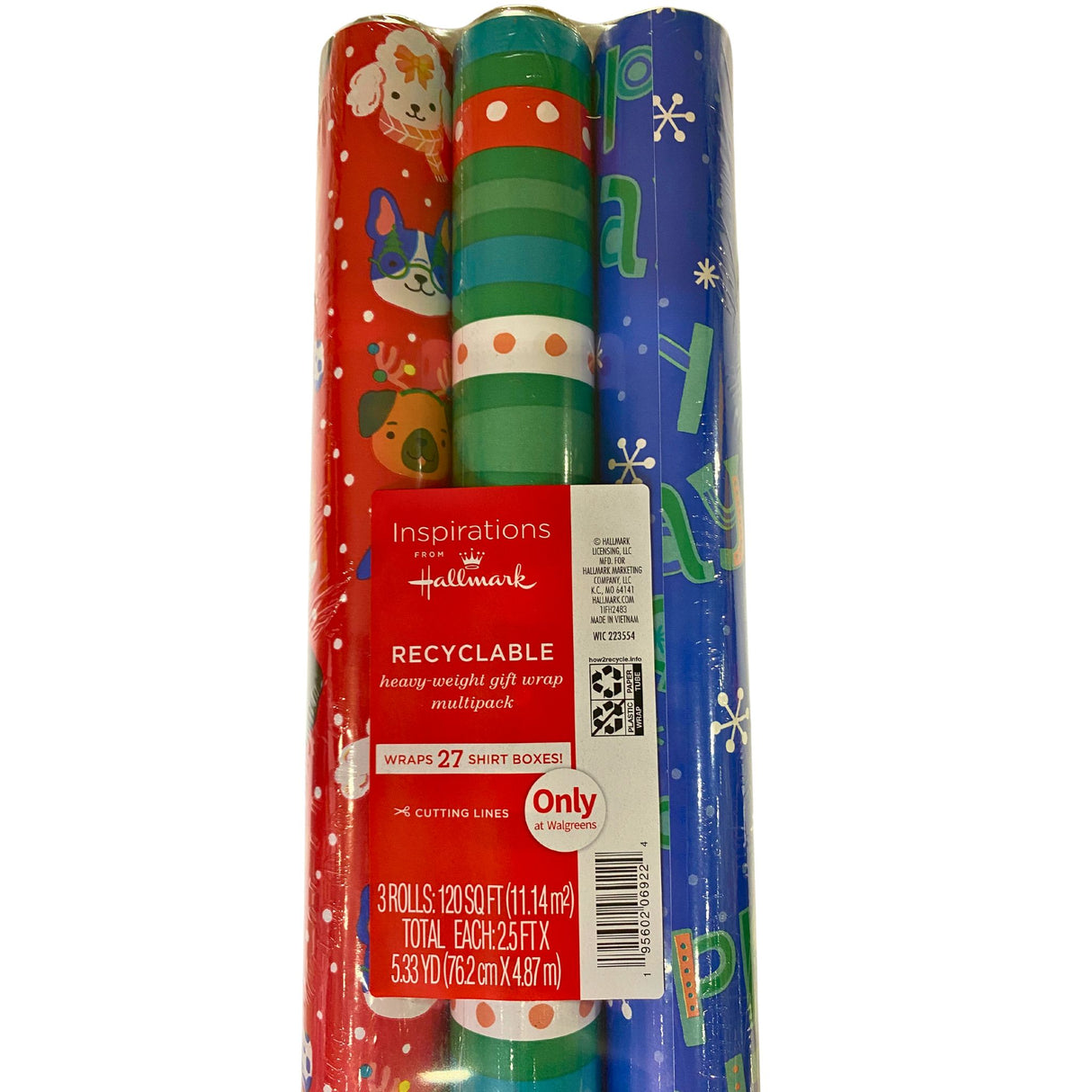 Inspirations From Hallmark  Recyclable Heavy Weight Gift Wrap Multipack