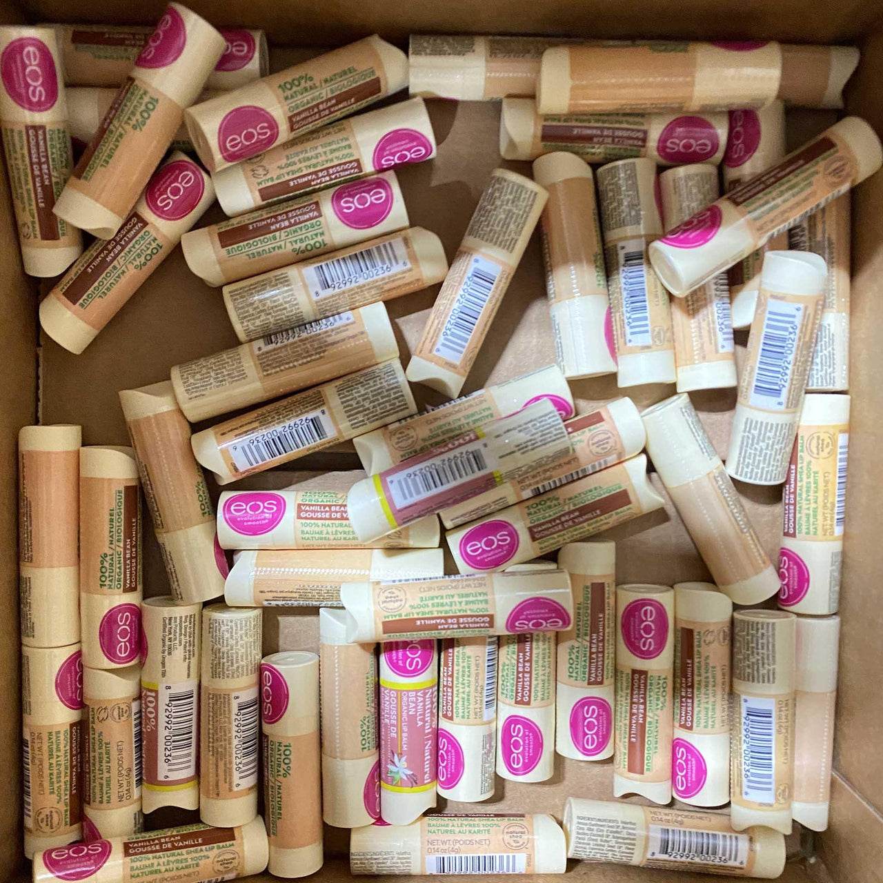 EOS 100% Natural Organic Vanilla Bean Lip Balm (50 Pcs Box) - Discount Wholesalers Inc