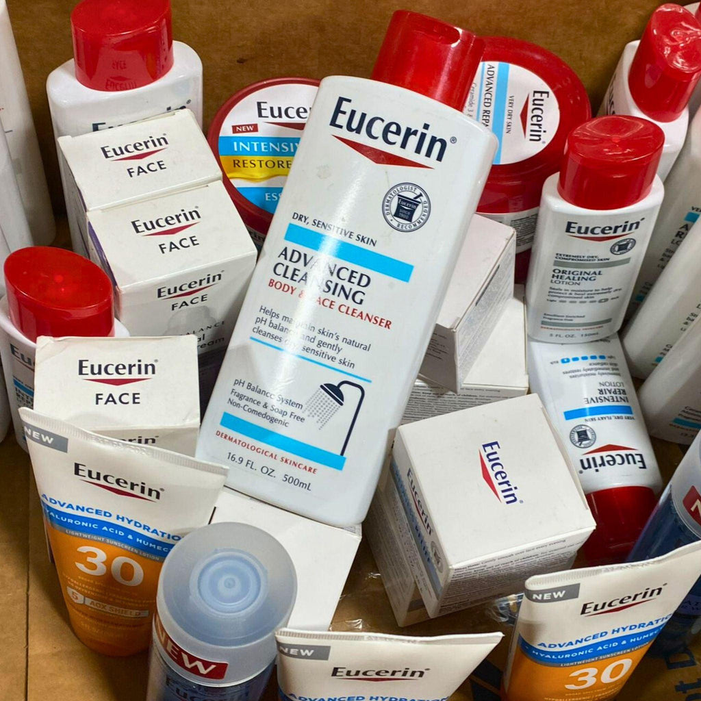 Eucerin Assorted Products - May Include Lotions,Creams,Balms & Washes (40 Pcs Lot) - Discount Wholesalers Inc