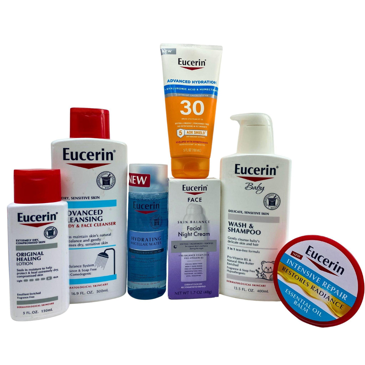 Eucerin Assorted Products - May Include Lotions,Creams,Balms & Washes (40 Pcs Lot) - Discount Wholesalers Inc