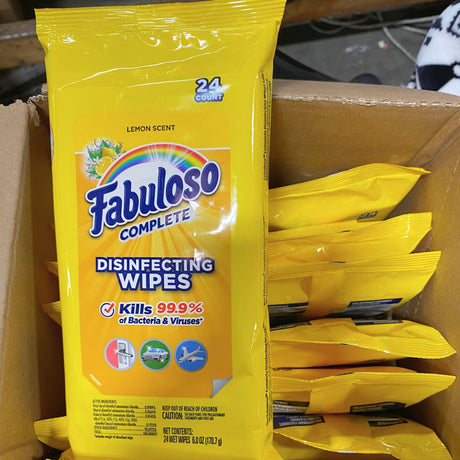 Fabuloso Complete "Lemon Scent" Disinfecting Wipes (48 Pcs Lot) - Discount Wholesalers Inc