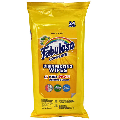 Fabuloso Complete "Lemon Scent" Disinfecting Wipes (48 Pcs Lot) - Discount Wholesalers Inc