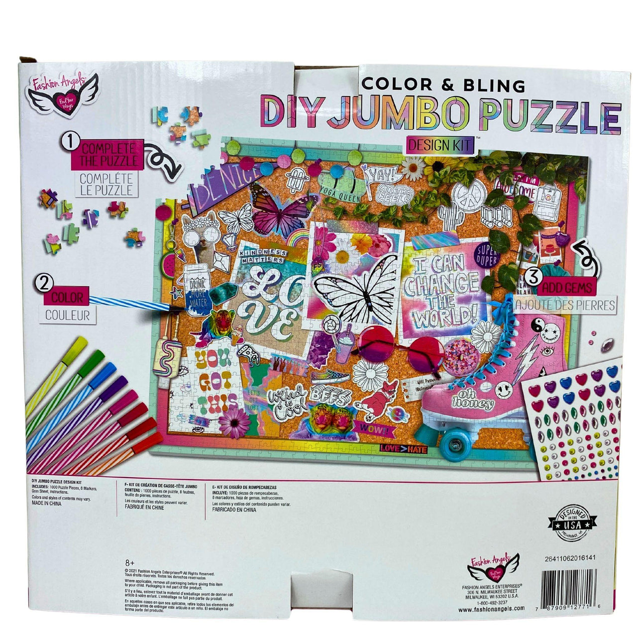 Fashion Angels Color & Bling DIY Jumbo Puzzle Design Kit 27"x20" for Ages 8+ (24 Pcs Lot) - Discount Wholesalers Inc
