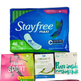 Feminine Care Assorted Mix Includes Tampons & Pads (44 Pcs Lot) - Discount Wholesalers Inc