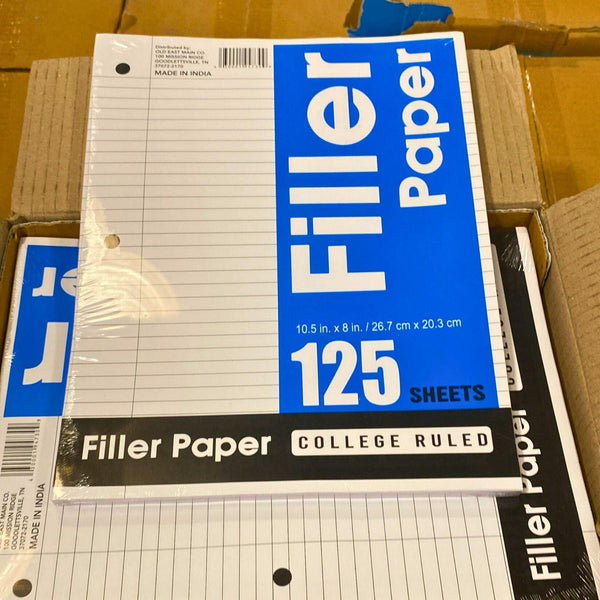Filler Paper College Ruled 10.5in x 8in 125 Sheets (120 Pcs Lot) - Discount Wholesalers Inc