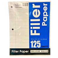 Thumbnail for Filler Paper College Ruled 10.5in x 8in 125 Sheets (120 Pcs Lot) - Discount Wholesalers Inc