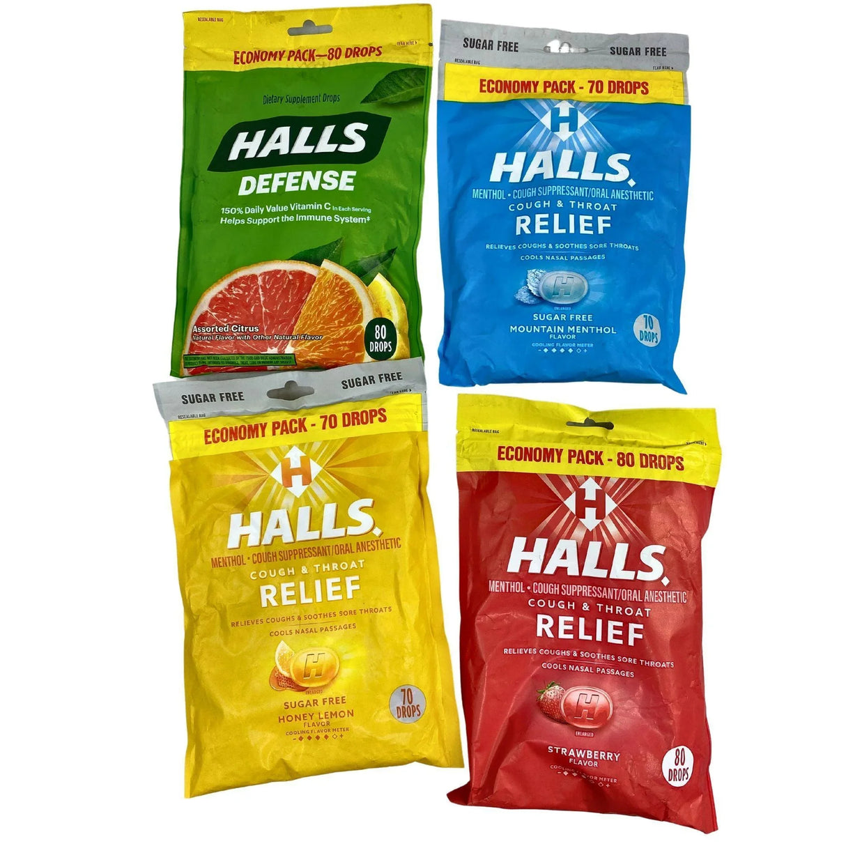 Halls 70 & 80 Drops Assorted Mix & Assorted Flavors (50 Pcs Lot) - Discount Wholesalers Inc