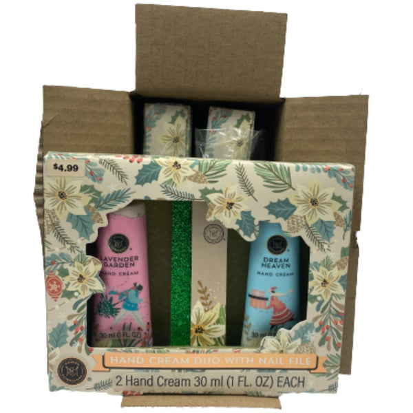 Hand Cream Duo With Nail File 2 Hand Cream 30 ml Each Gift Set (60 Pcs Lot) - Discount Wholesalers Inc