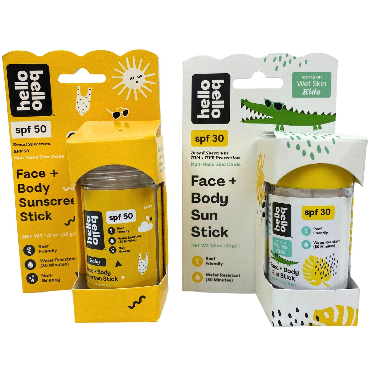Hello Bello SPF 50&30 Face+Body Sunscreen Stick 1.0oz (50 Pcs Lot) - Discount Wholesalers Inc