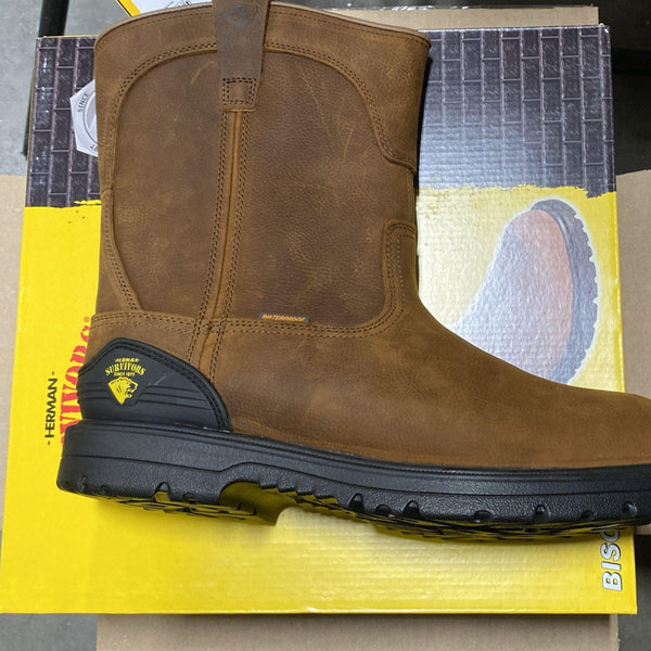 Herman Survivors Men's Bison Waterproof Pull On Steel Toe Work Boots (10 Pcs Lot) - Discount Wholesalers Inc