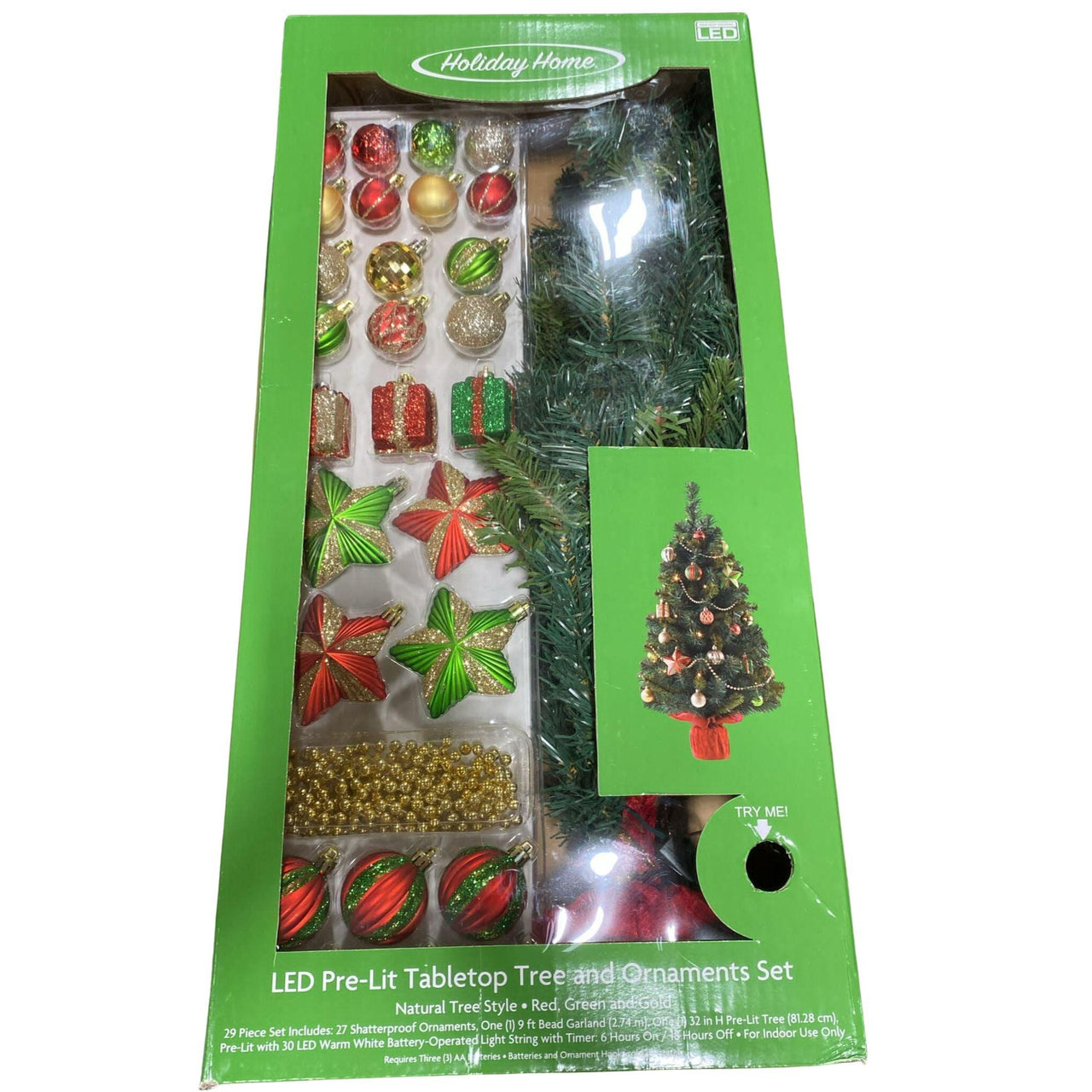 Holiday Home 29CT LED Pre-Lit table to tree and ornament set (4 SETS Lot) - Discount Wholesalers Inc