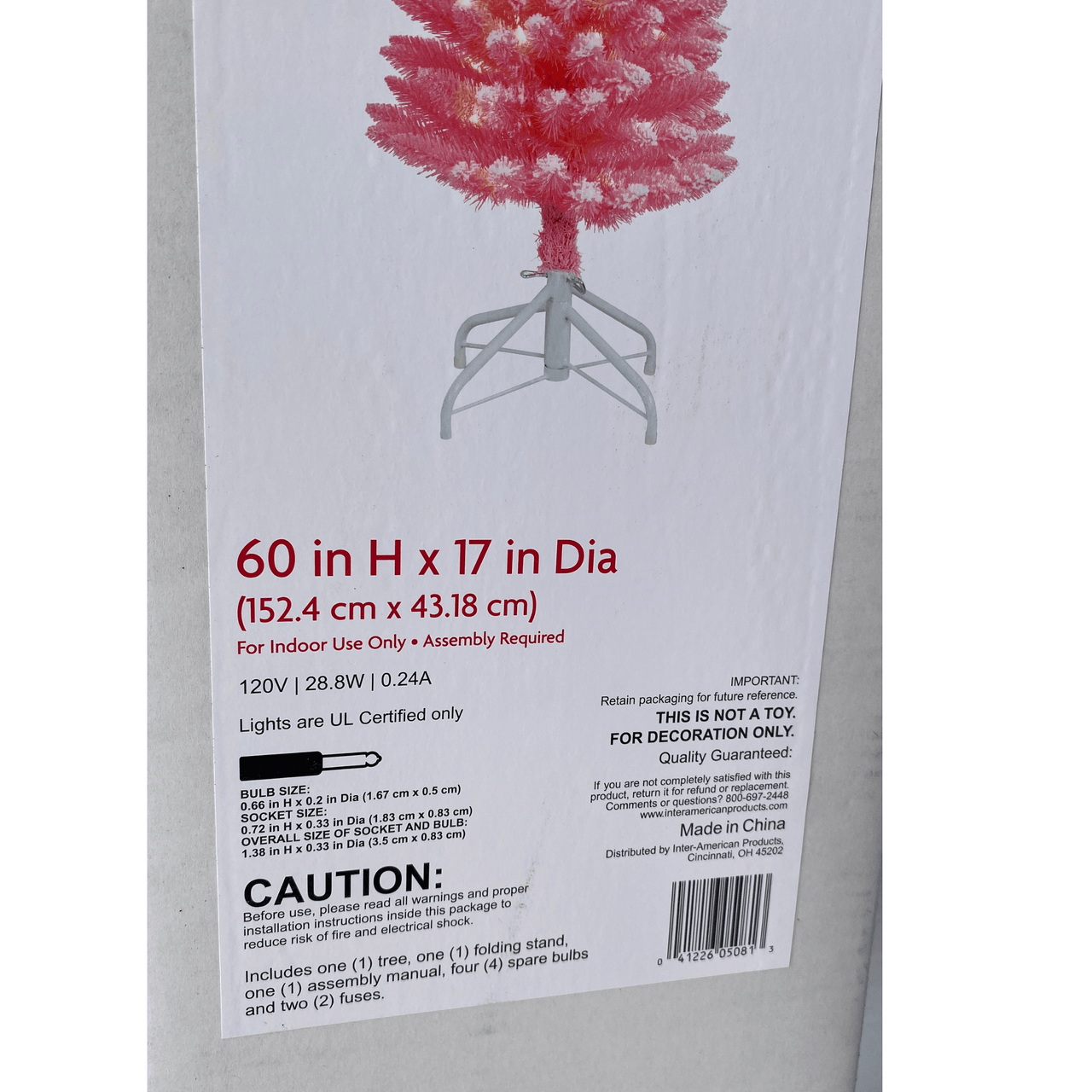 Holiday Home Pink Fur Tree 60in H x 17in DIA (1 Pc Lot) - Discount Wholesalers Inc
