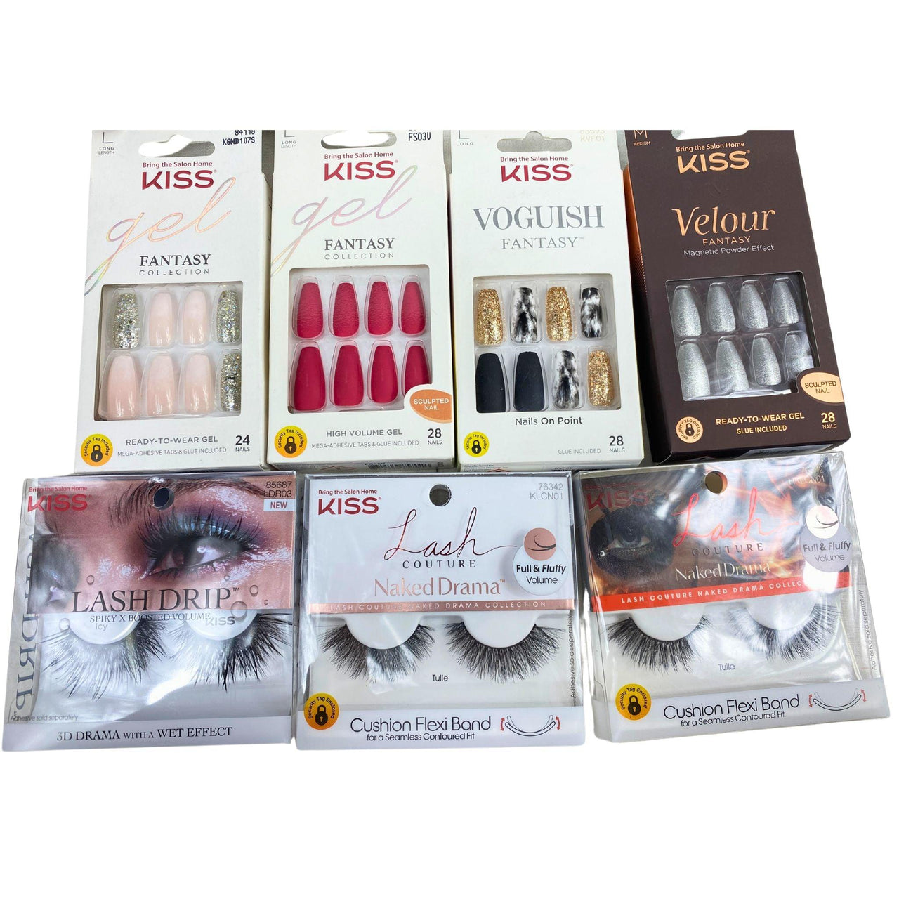 KISS Assorted Mix - Includes Press On Naills,Eyelashes & Magnetic Liner (50 Pcs Lot) - Discount Wholesalers Inc