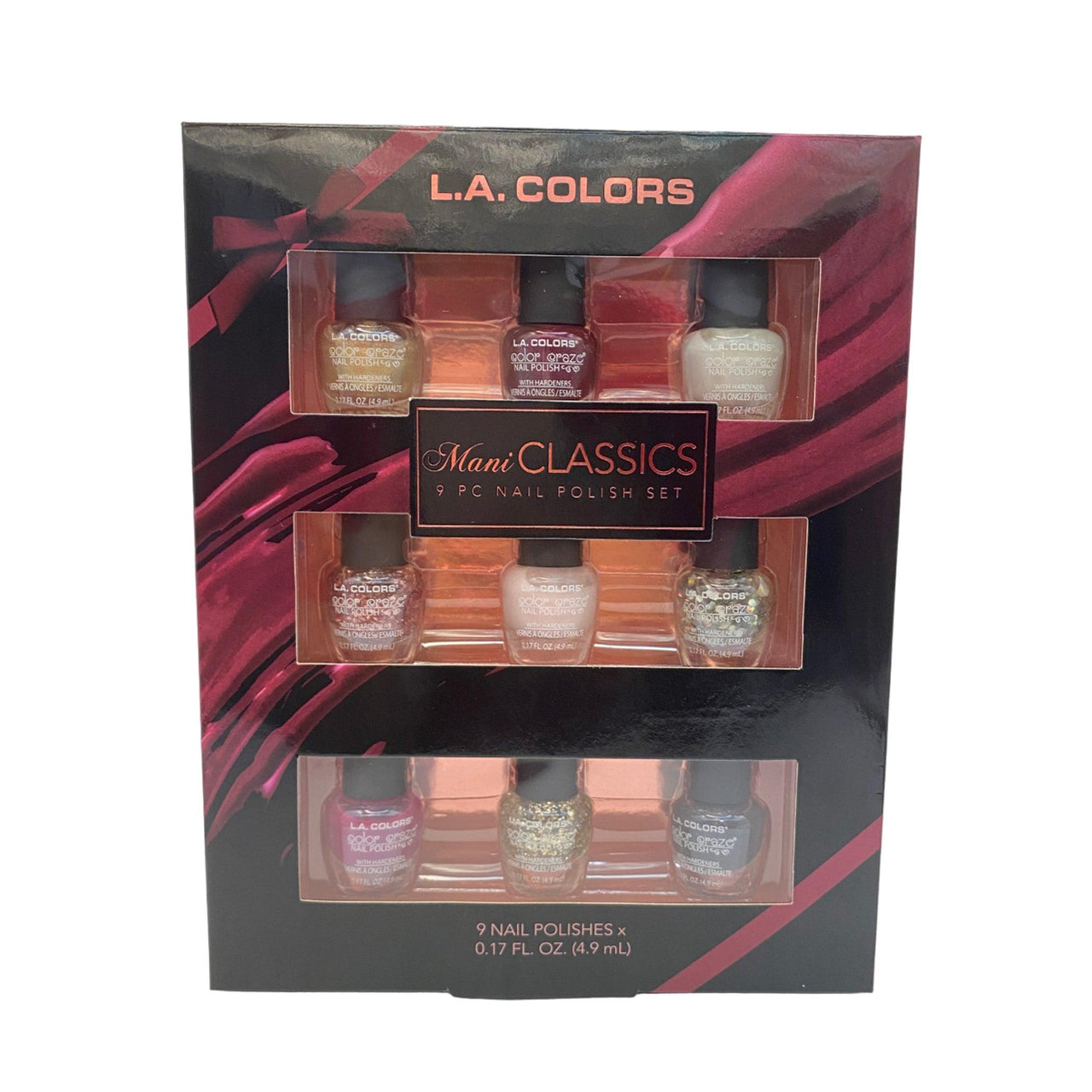 L.A. Colors Mani Classics 9pc Nail Polish Set (36 Pcs Box) - Discount Wholesalers Inc