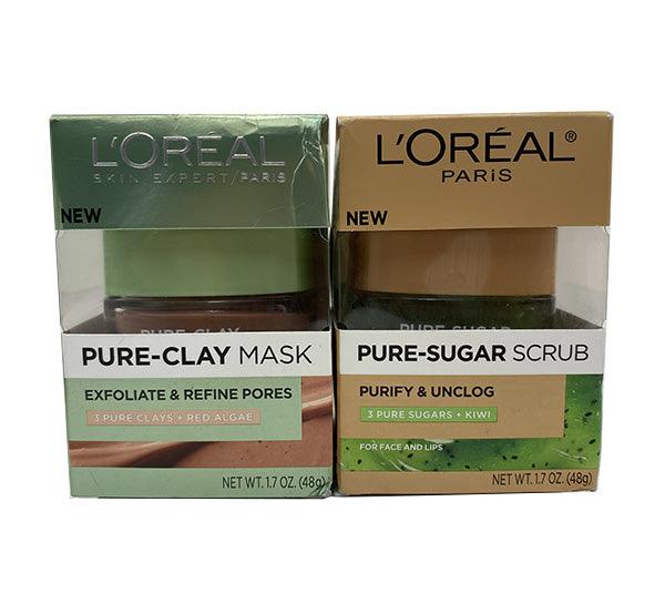 L'Oreal Paris Pure Clay Mask & Pure Sugar Scrub 1.7 OZ (50 Pcs Box) - Discount Wholesalers Inc