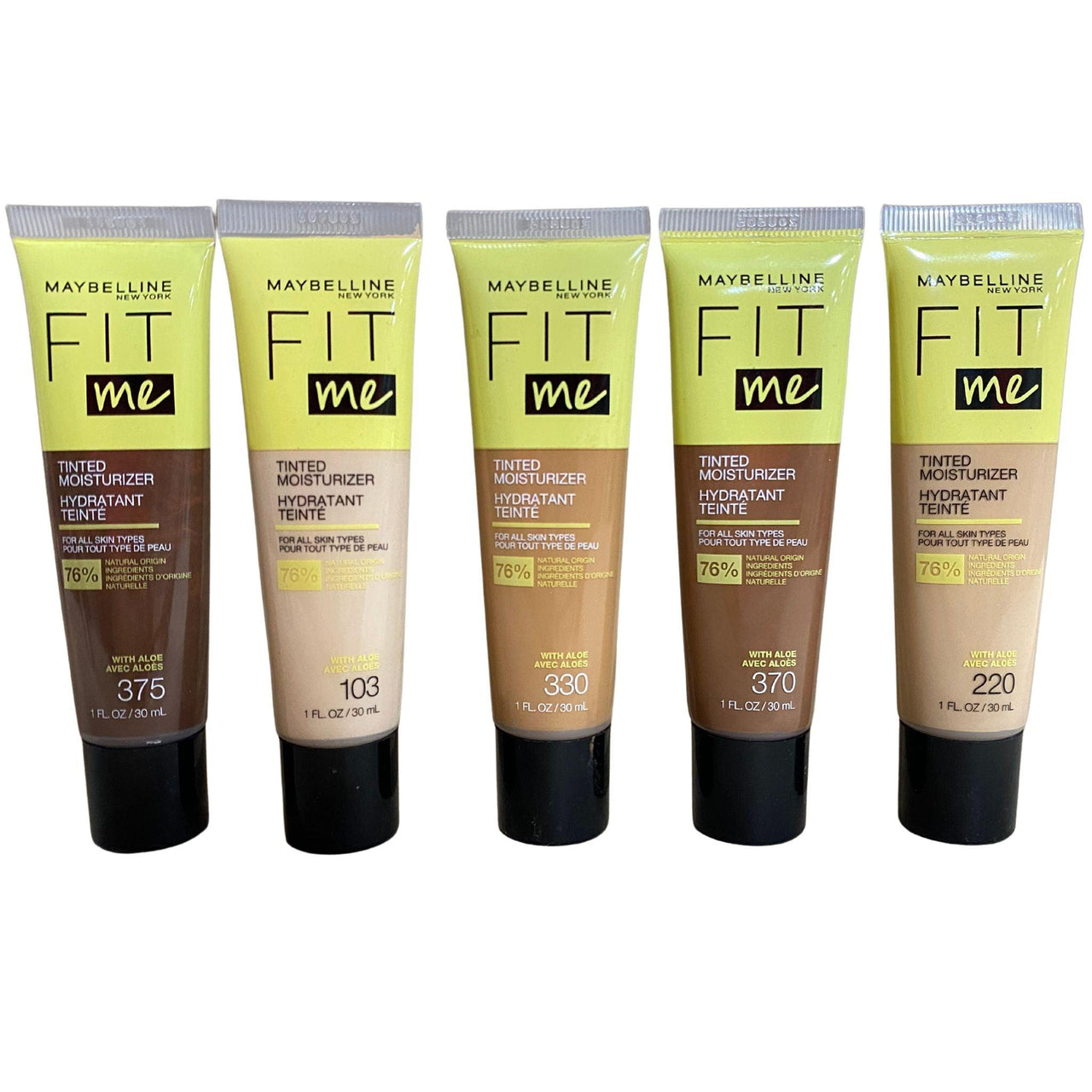 Maybelline Fit Me Assorted Tinted Moisturizer For All Skin Types With Aloe Vera 1OZ (50 Pcs Lot) - Discount Wholesalers Inc