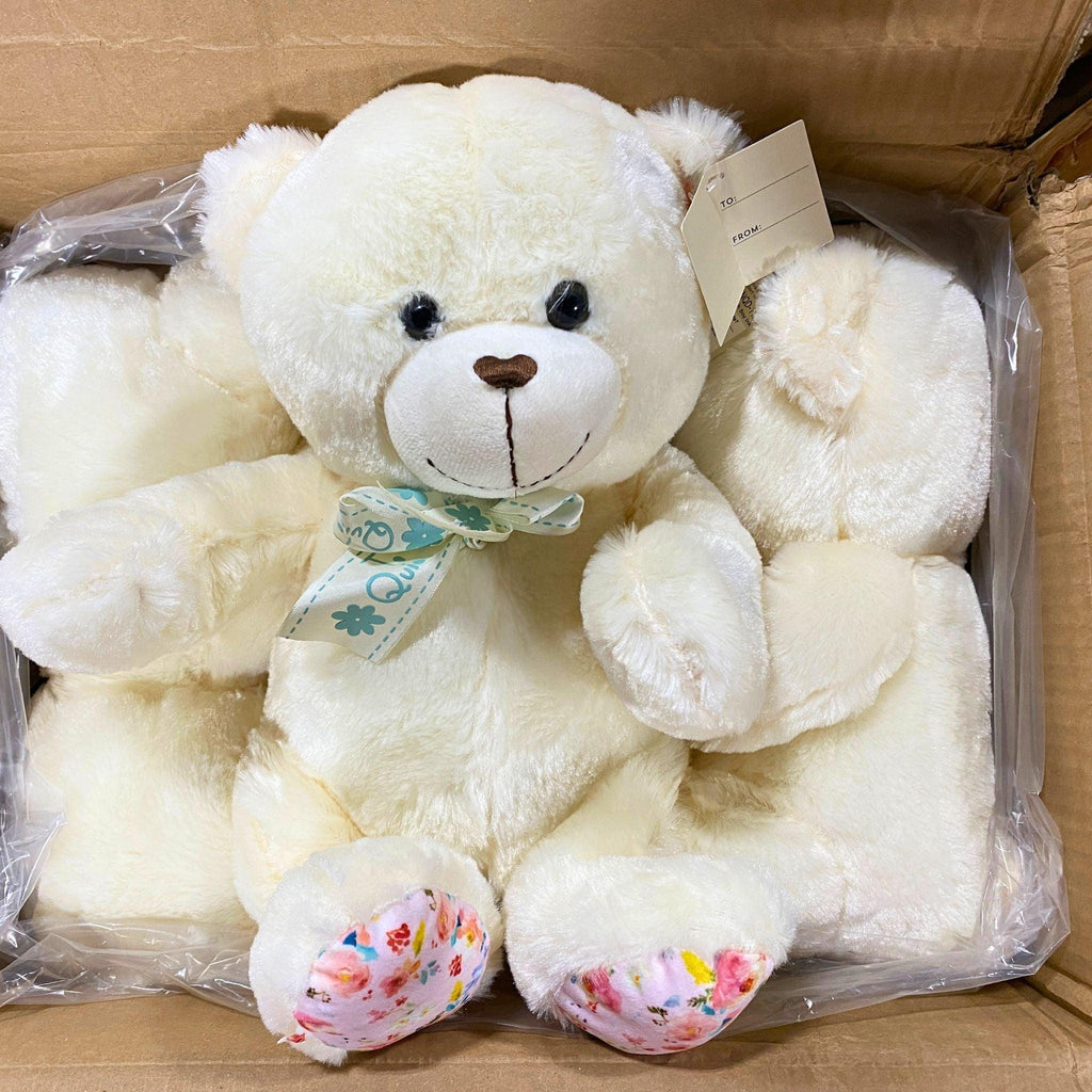 Modern Expressions "Te Quiero" Cream Stuffed Floral Bear (40 Pcs Lot) - Discount Wholesalers Inc