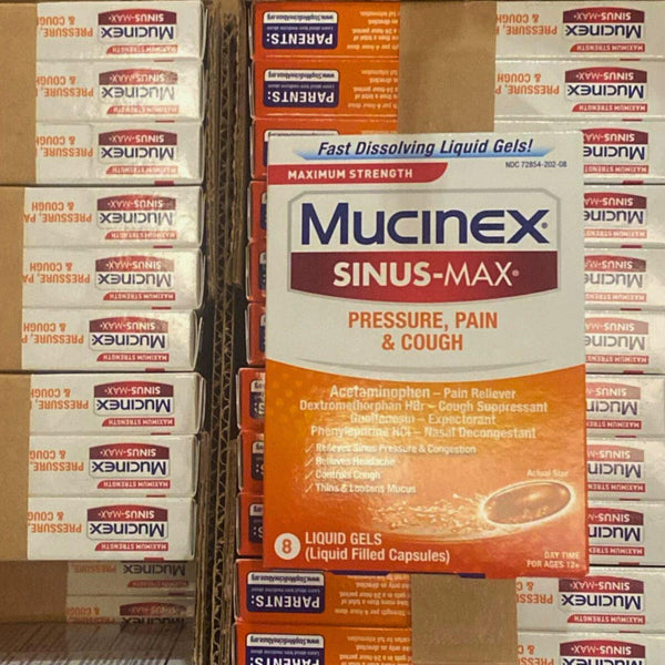 Mucinex Sinus Max Maximum Strength Fast Dissolving Liquid Gels Pressure (50 Pcs Lot) - Discount Wholesalers Inc
