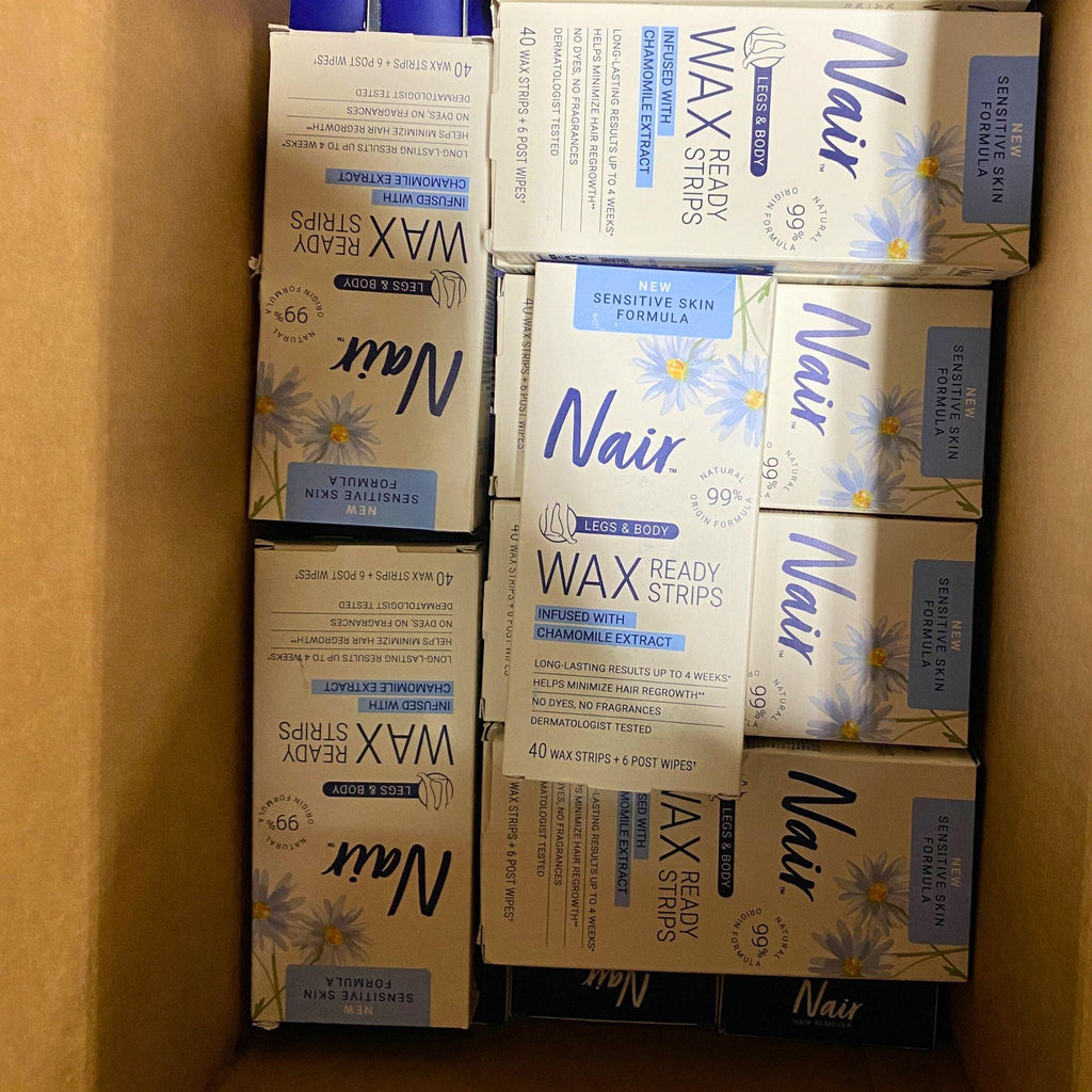 Nair New Sensitive Skin Formula Legs & Body Wax Ready Strips Infused With Chamomile Extract (50 Pcs Lot) - Discount Wholesalers Inc