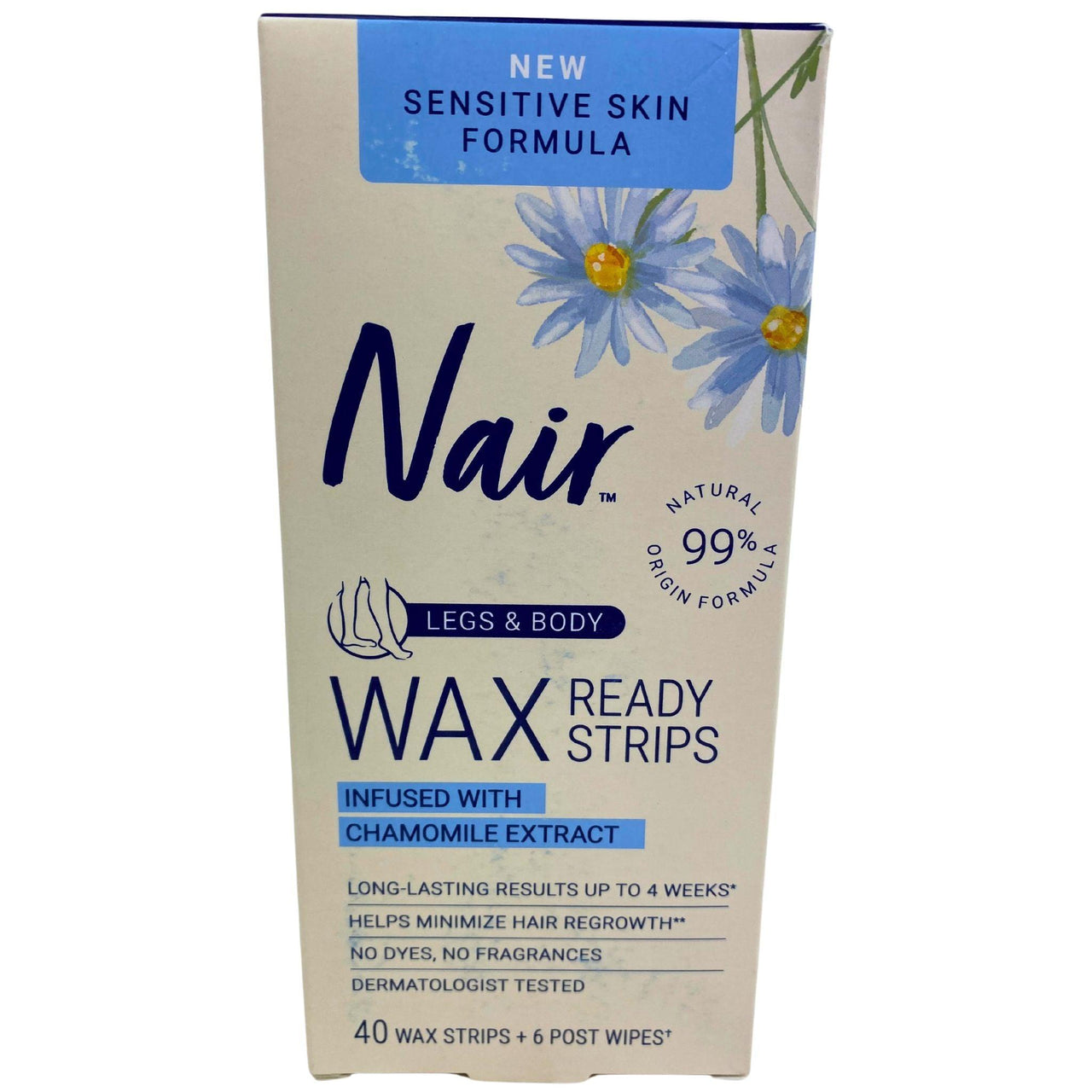 Nair New Sensitive Skin Formula Legs & Body Wax Ready Strips Infused With Chamomile Extract (50 Pcs Lot) - Discount Wholesalers Inc