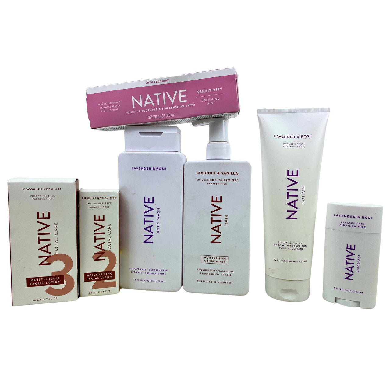 Native Mix - Includes Body Wash, Lotion, Deodorant, Facial Care (50 Pcs Lot) - Discount Wholesalers Inc