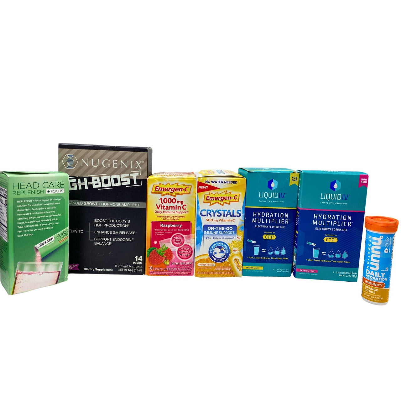 Packets Assorted Mix Includes Vitamin C Support, Liquid I.V. , Nugenix & Immunityy Tablets (45 Pcs Lot) - Discount Wholesalers Inc
