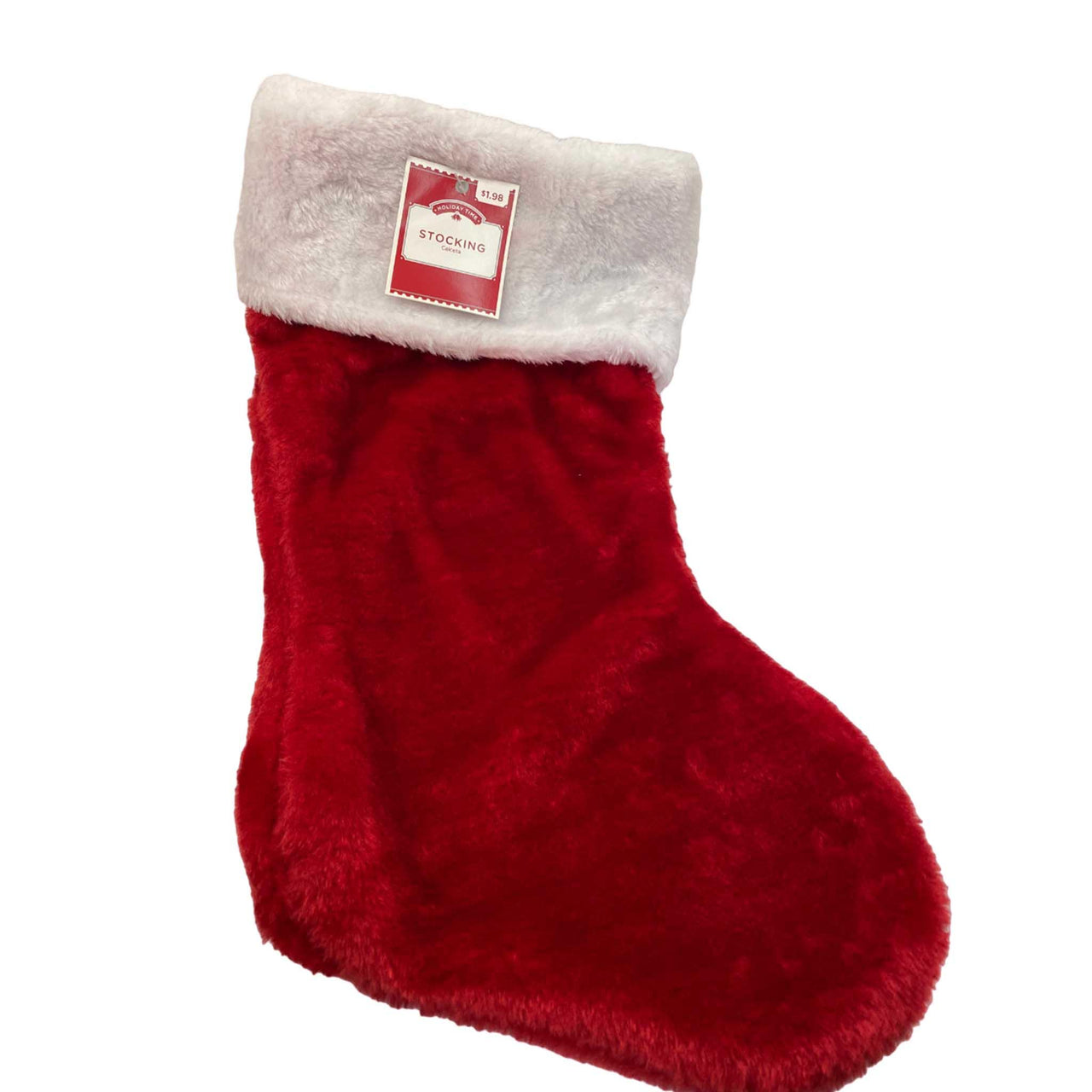 Plush Stocking Red & White Holiday Time Stocking (84 Pcs Box) - Discount Wholesalers Inc