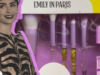 Revolution Emily In Paris 5pc Brush Set Purple With Gold Glitter 