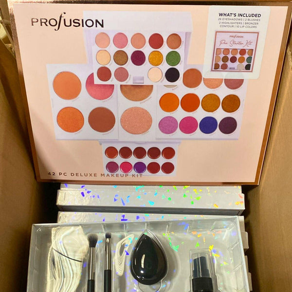 Profusion - 5pc Eye & Face Brush Set with Cleanser/42 pc Deluxe Makeup Kit 