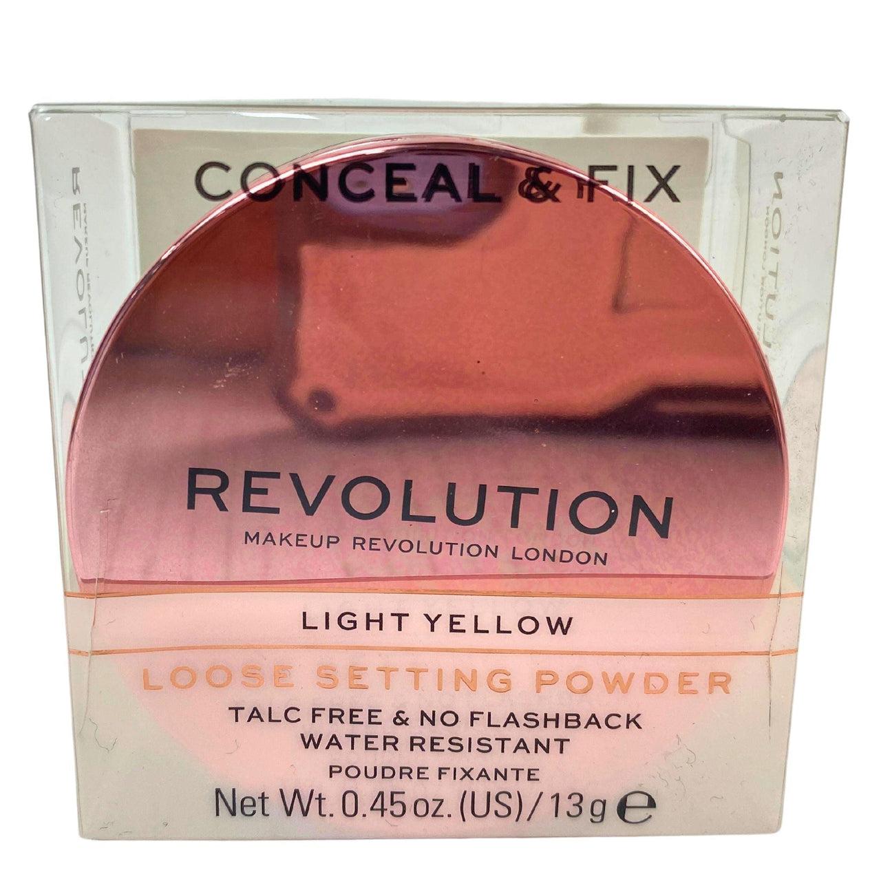 Revolution Conceal & Fix Light Yellow Loose Setting Powder 0.45OZ (72 Pcs Lot) - Discount Wholesalers Inc