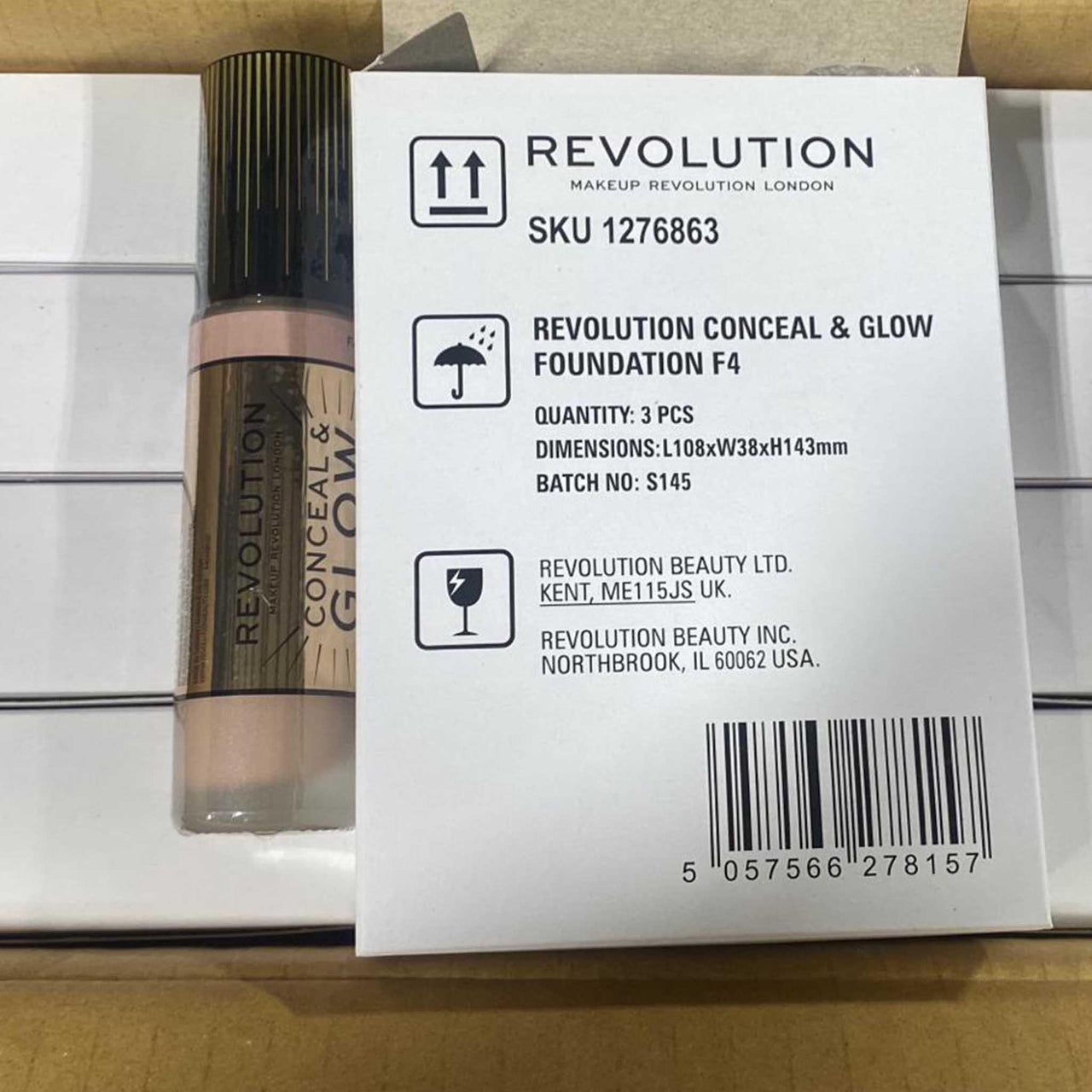 Revolution Conceal & Glow Foundation F4 (36 Pcs Box) - Discount Wholesalers Inc