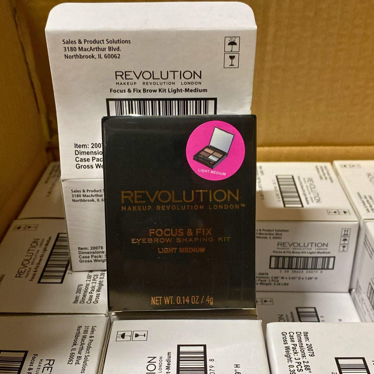 Revolution Makeup Revolution London Focus & Fix Eyebrow Shaping Kit Light Medium 0.14OZ (36 Pcs Lot) - Discount Wholesalers Inc