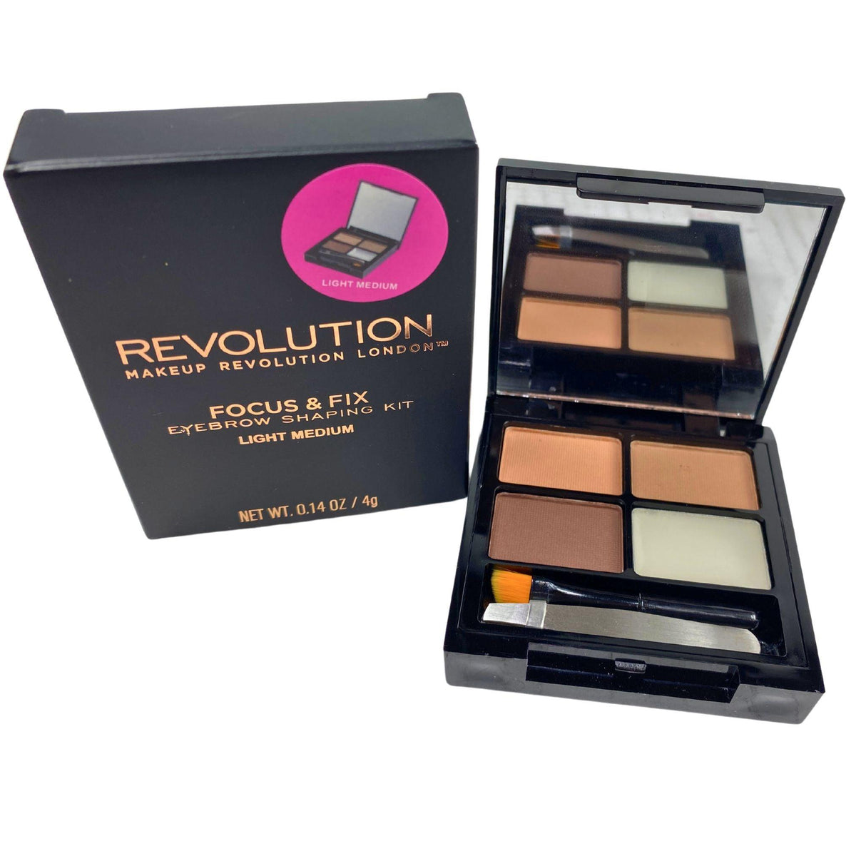 Revolution Makeup Revolution London Focus & Fix Eyebrow Shaping Kit Light Medium 0.14OZ (36 Pcs Lot) - Discount Wholesalers Inc