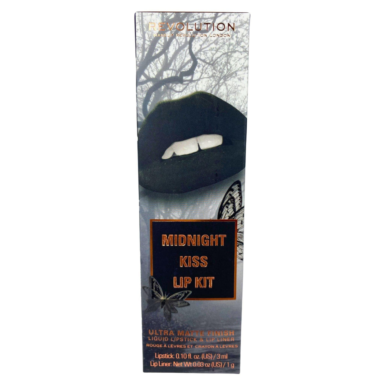 Revolution Midnight Kiss Lip Contour Kit Ultra Matte Finish Liquid Lipstick 0.10OZ & Lip Liner 0.03OZ (50 Pcs Lot) - Discount Wholesalers Inc