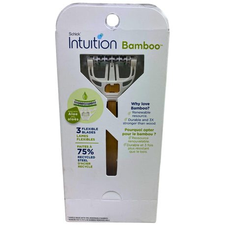 Schick Intuition Bamboo Hydrid Razor Kit - 3 Flexible Blades & 1 Razor (50 Pcs Lot) - Discount Wholesalers Inc