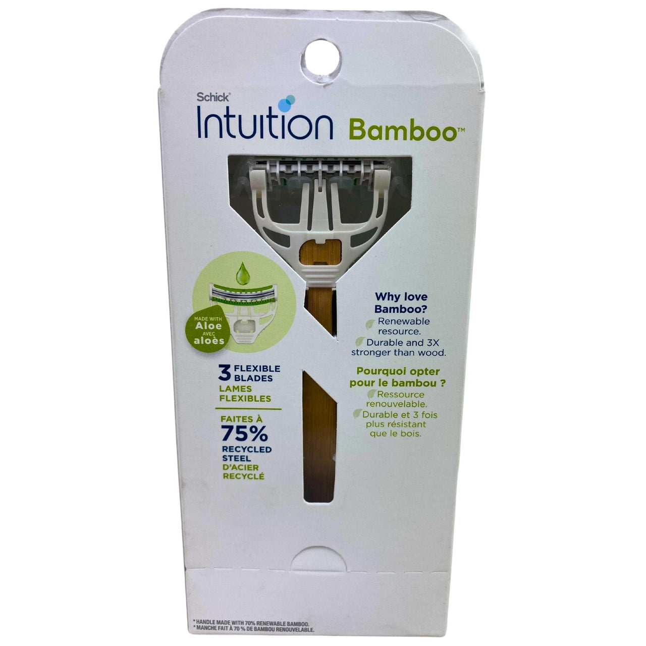 Schick Intuition Bamboo Hydrid Razor Kit - 3 Flexible Blades & 1 Razor (50 Pcs Lot) - Discount Wholesalers Inc