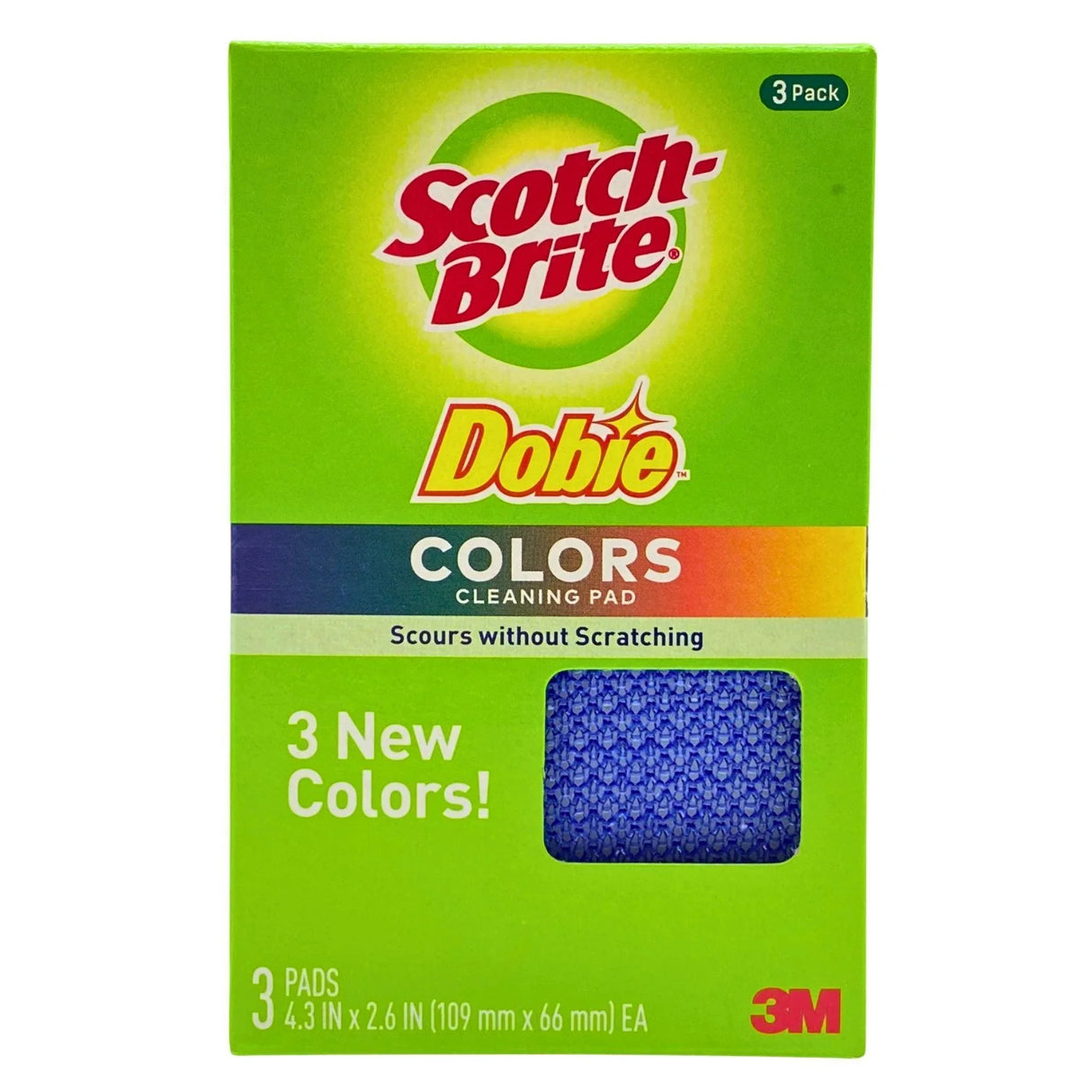 Scotch Brite Dobie Colors Cleaning Pad Scours Without Scratching 3 pack (50 Pcs Lot) - Discount Wholesalers Inc